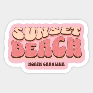 Sunset Beach, North Carolina Retro Bubble Text Sticker